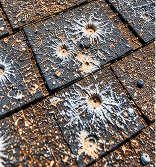 Illustrative close-up of visible roof damage