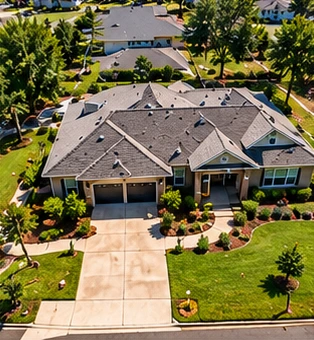 Illustrative aerial image of a residential property before a loss event