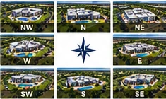 Illustrative montage of aerial photographs from multiple compass directions